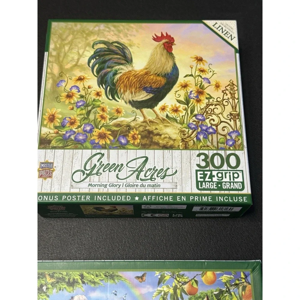 Master Pieces 2 EZ-Grip 300 Large Piece Jigsaw Puzzle Linen Complete Green Acres